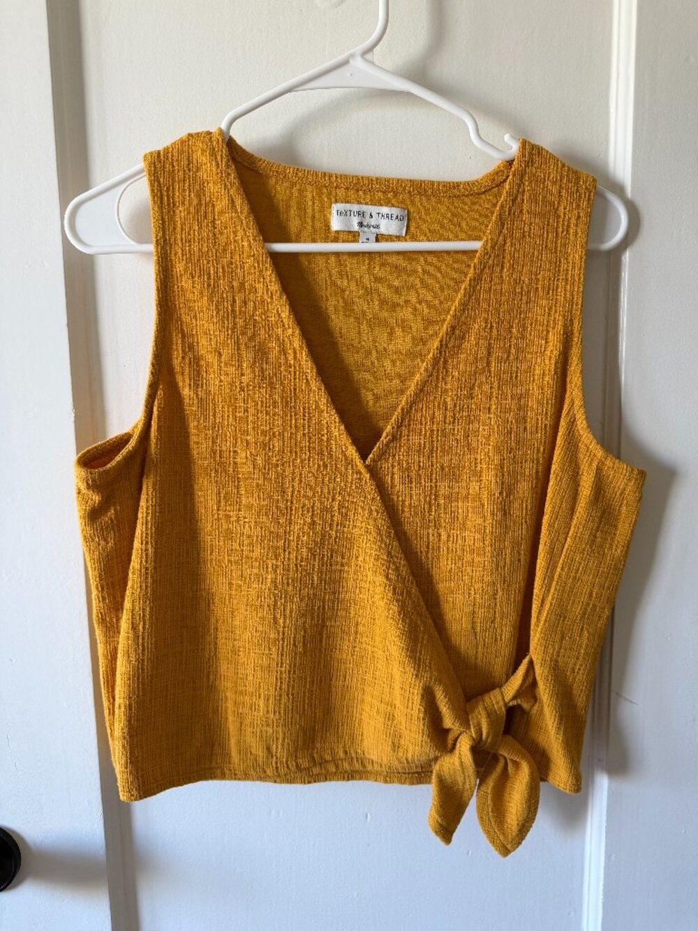 Madewell Texture & Thread Mustard Wrap Tie Front Top – Size M